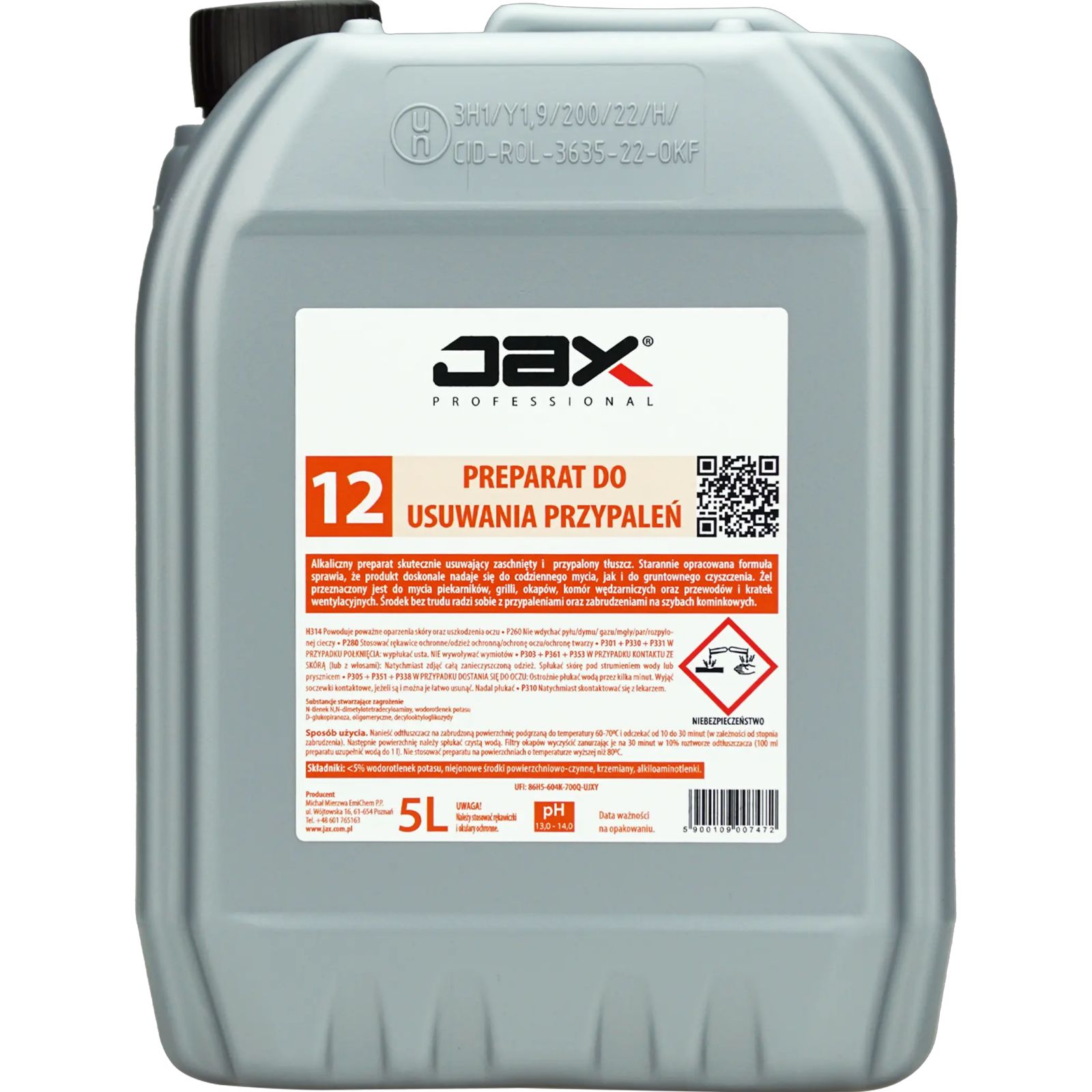 JAX Professional "12" 5л засіб для чищення кухні, проти жиру, видалення припалень